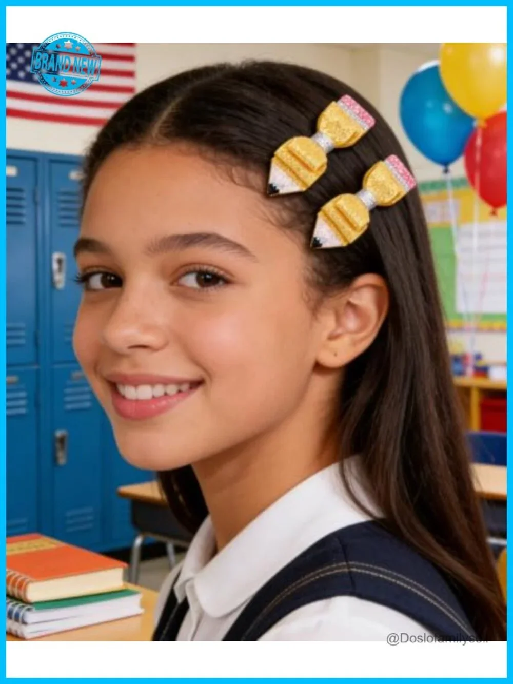 3Pcs Back to School Felt Plastic Steel Pencil Headband Hair Clips Set
